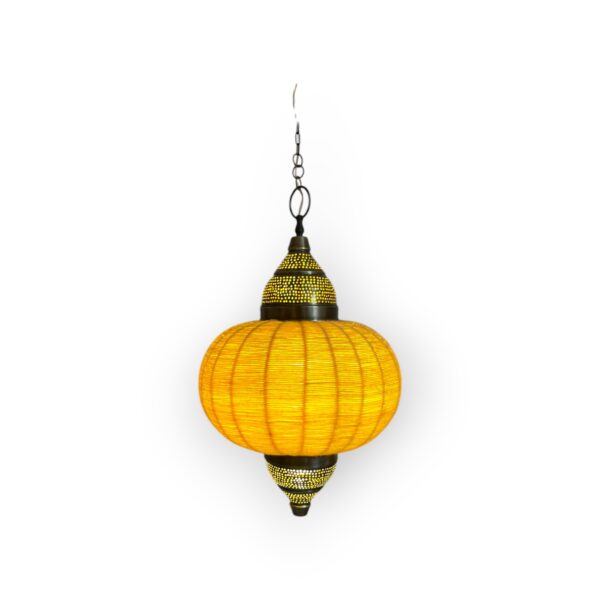 Turkish-inspired copper and wool ceiling lamp