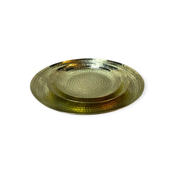 Set of 3 Tray Gold Copper Round