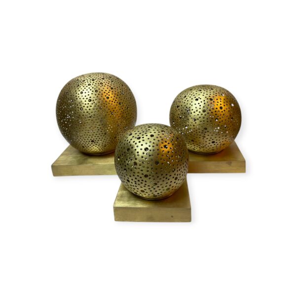 Handmade Moroccan copper table lantern, spherical shape